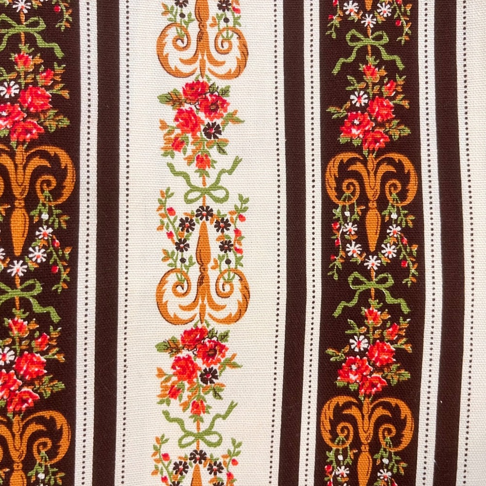 VTG Evelyn Peterson Floral Striped Fabric Americana MCM 2yds 75"x43" Canvas 70s - Picture 2 of 6